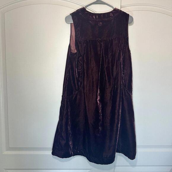 Aprill Cornell Vintage Velvet Mini Dress V Neck Sleeveless Flowy Pocket Purple S - Picture 2 of 4